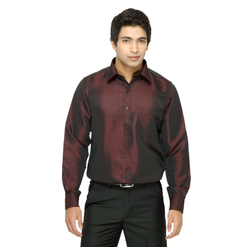 Nation Men Check Maroon Shirt