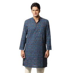 Men Printed Blue Kurta Men Printed Blue Kurta