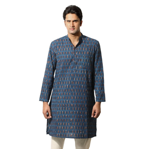 Men Printed Blue Kurta