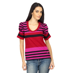 Woman Striped Red Top Woman Striped Red Top