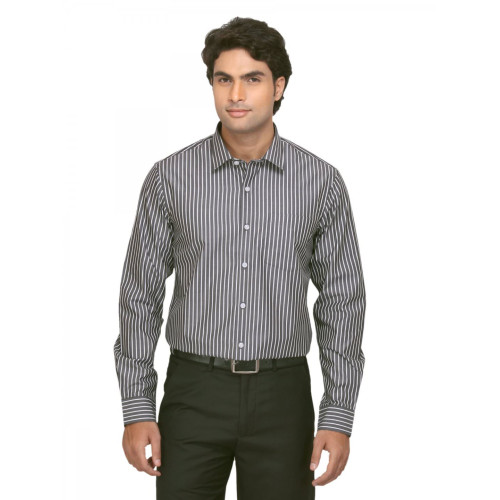 Men Black Striped Slim Fit Shirt