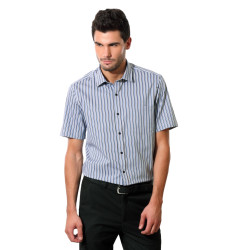 New York Men Grey Striped Slim Fit Shirt
