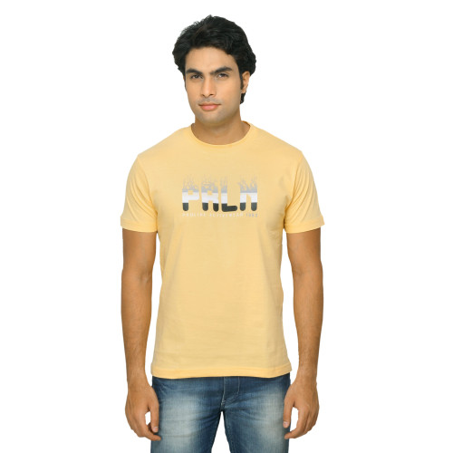 Men Yellow T-shirt with Printed Detail