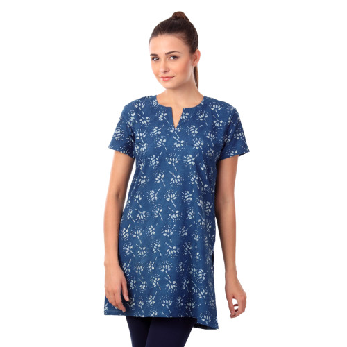 Women Printed Blue Kurtis