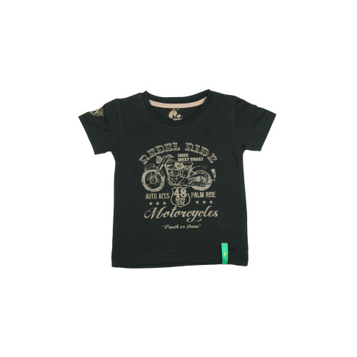 Boys Printed Black T-Shirt