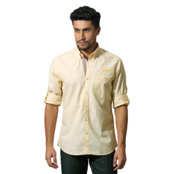 John Players Men Stripes Yellow Shirt