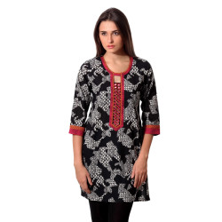 Women Black & White Printed Kurta Women Black & White Printed Kurta