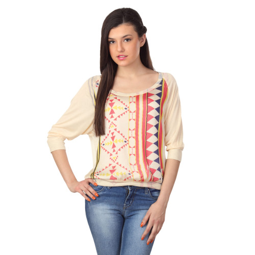 Women Red & Cream-Coloured Top