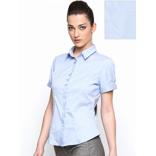 Lifestyle Women Blue Striped Formal Shirt