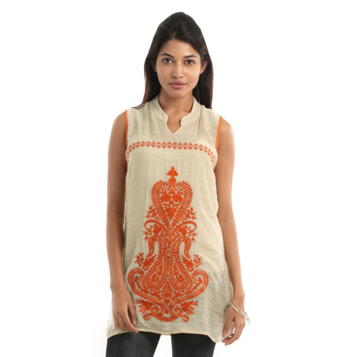 Beats Women Beige & Orange Tunic