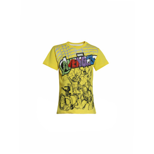 Avengers Boys Yellow Printed T-shirt