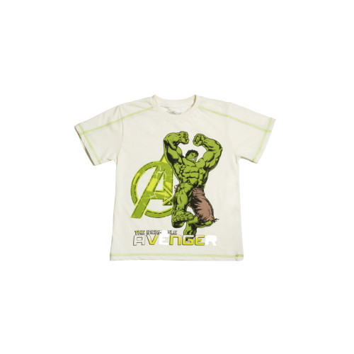Avengers Boys Cream Printed T-shirt