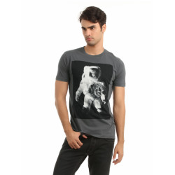 French Connection Men Charcoal Printed T-shirt
