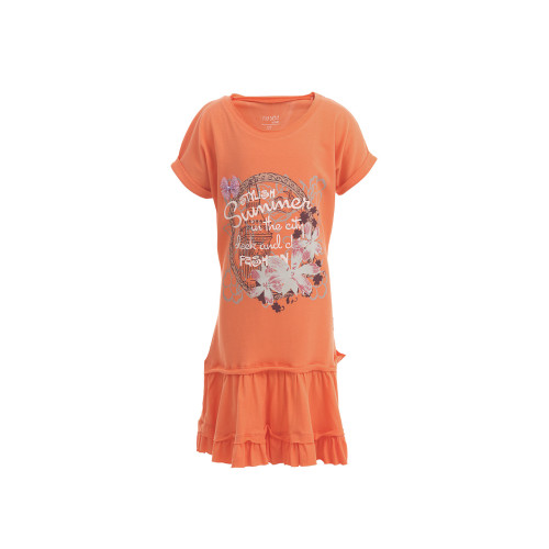 Girls Orange Printed Dress