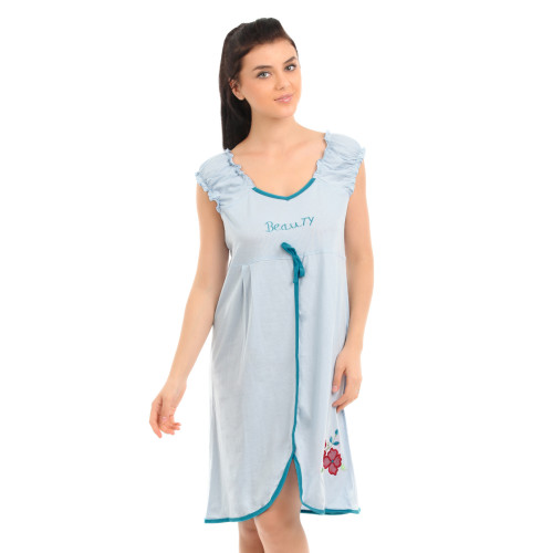 Red Rose Women Blue Nightdress