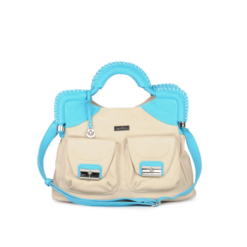 Mod'acc Women Blue & Cream Handbag