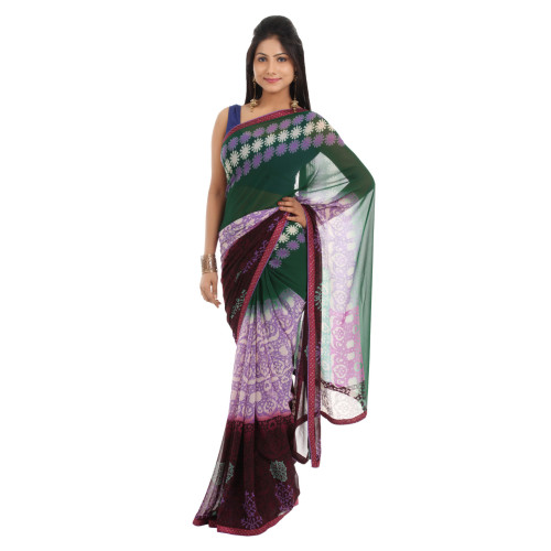 FNF Multi Coloured Printed Sari
