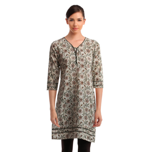 Women Beige Printed Kurta