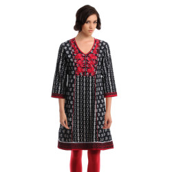Global Desi Women Black Printed Kurta