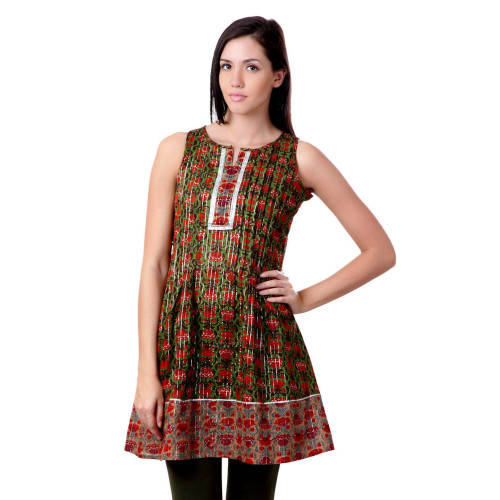 Women Printed Green Kurta