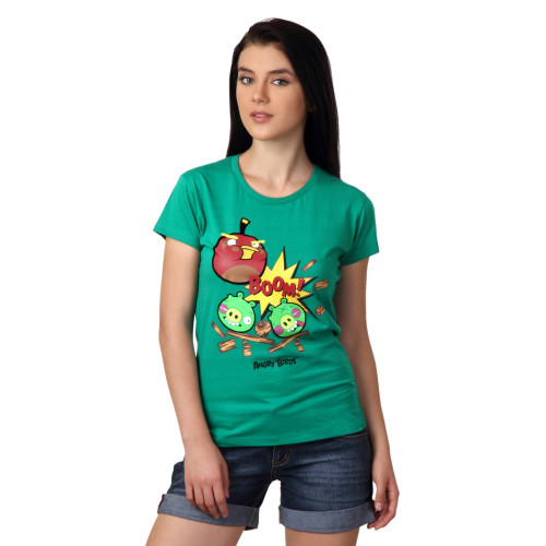 Angry Birds Women Green T-shirt