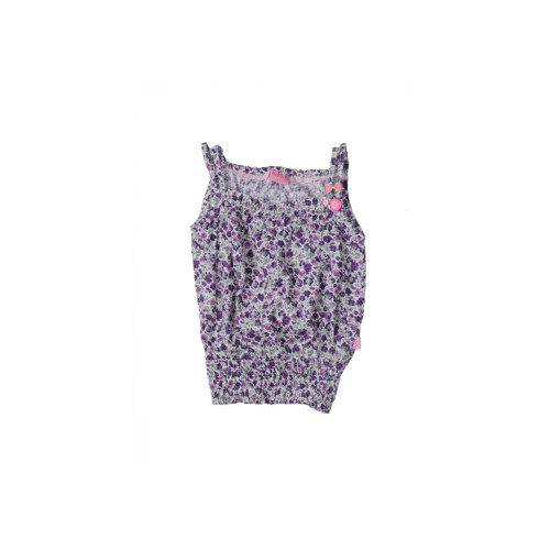 Girls White and Purple Printed Top