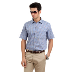 Men Grey Check Slim Fit Shirt